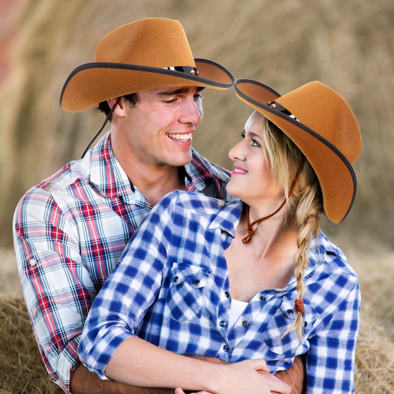 Fun Central - Brown Felt Studded Cowboy Hat - Unisex - Image 5